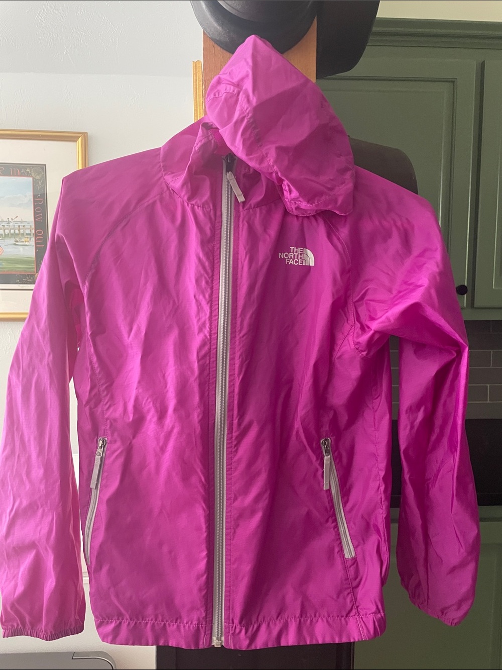 The North Face Bright Pink Packable Hooded Rain Jacket - Kids